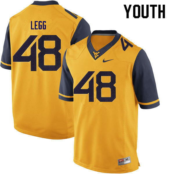 Youth #48 Casey Legg West Virginia Mountaineers College Football Jerseys Sale-Gold - Click Image to Close